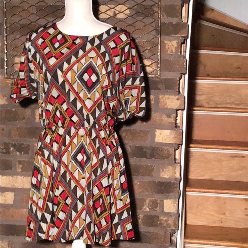 Anthropologie Francesca dress bold geometric S/M